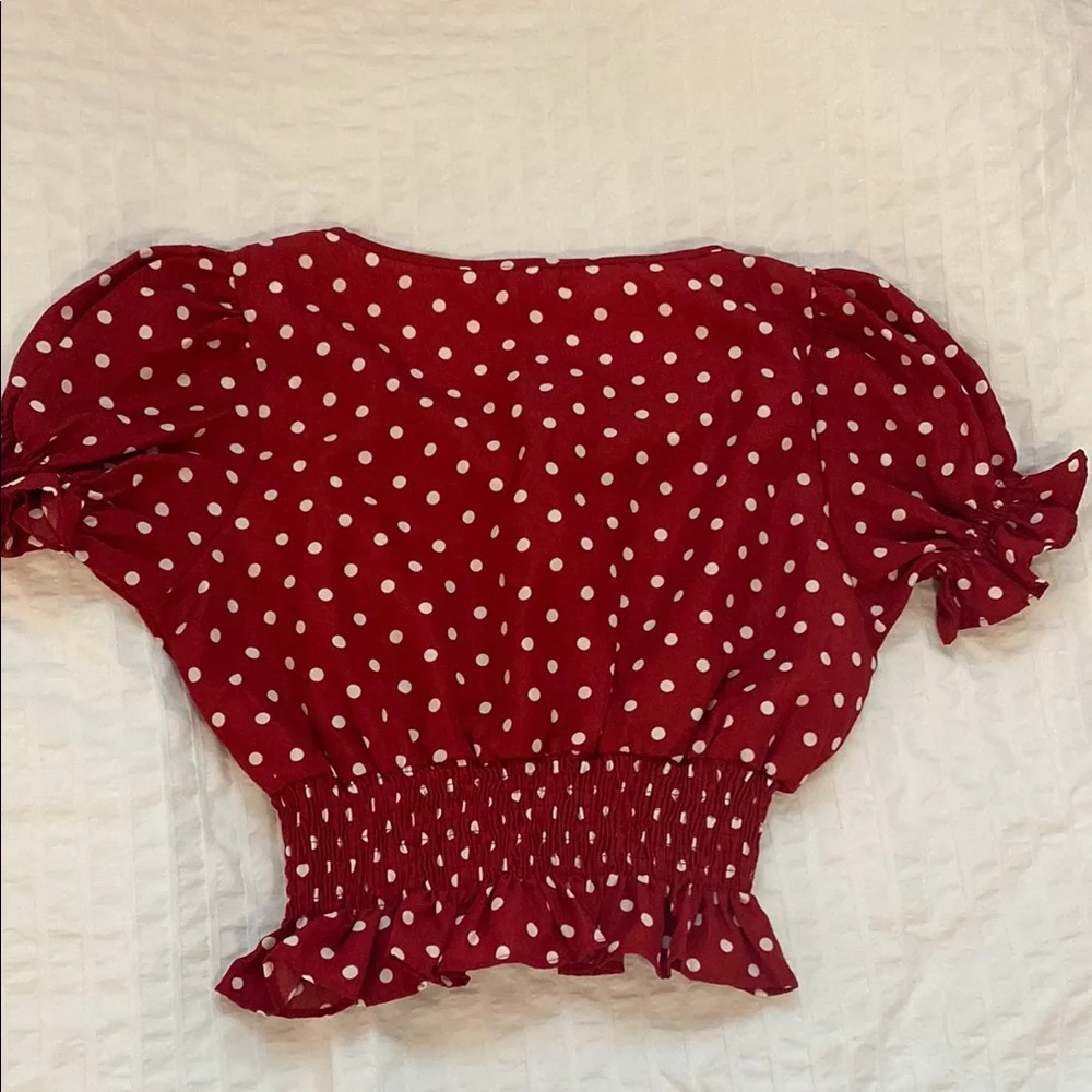 Red Polka Dot Women's Top - Picture 3 of 6